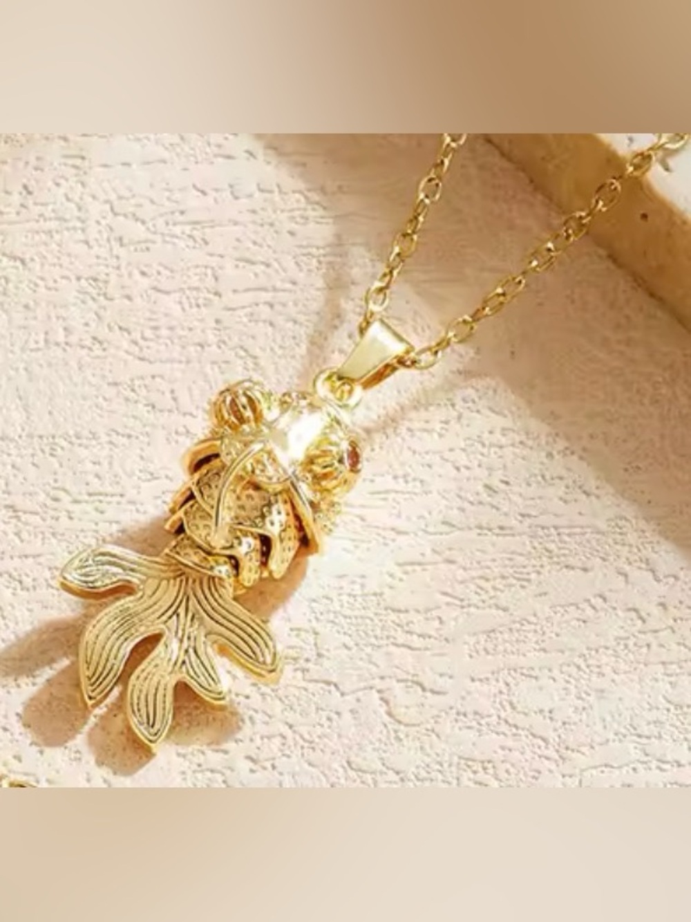 18K Gold Koi Fish Dynamic Pcs Pendant Necklace Boho Goldfish Nautical (No Fade) - Picture 2 of 9